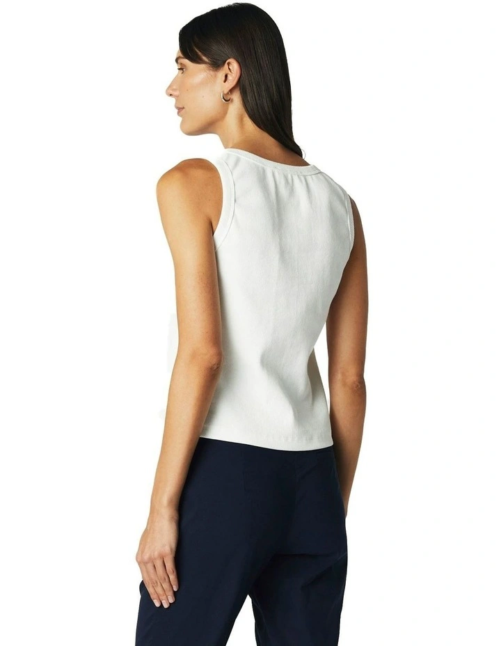 Rib Knit Tank in White image 7