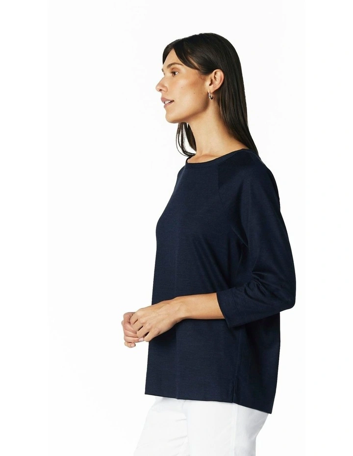 3/4 Sleeve Top in Dark Navy image 7