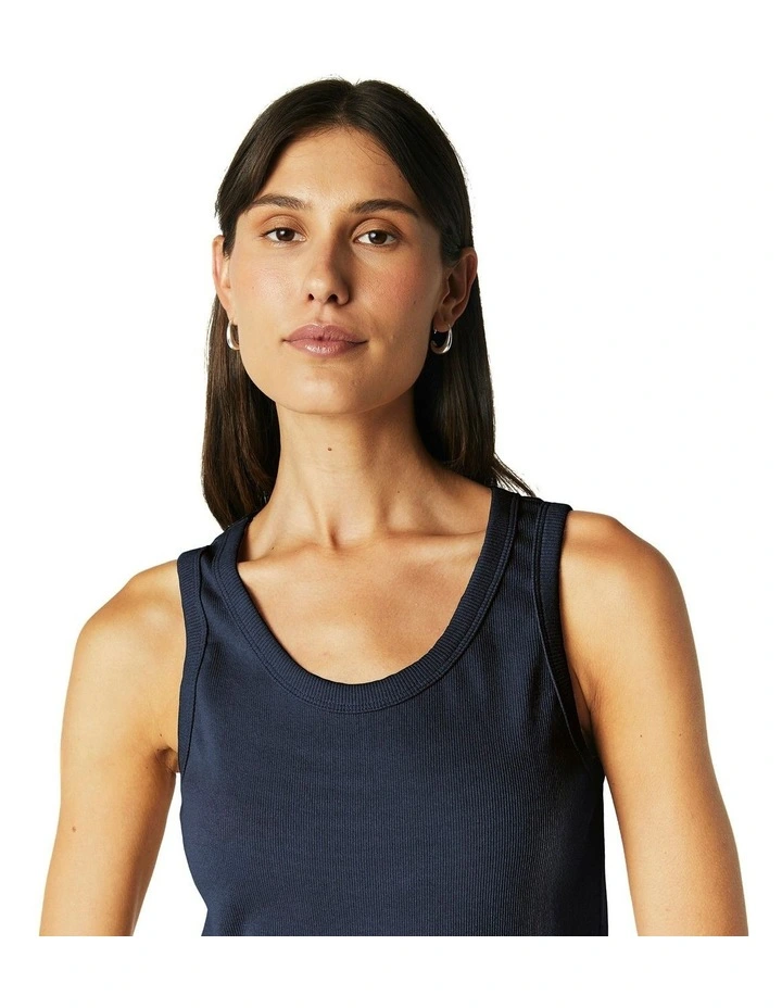 Rib Knit Tank in Ink image 4