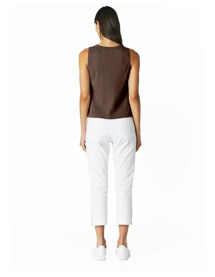 Rib Knit Tank in Chocolate image 2