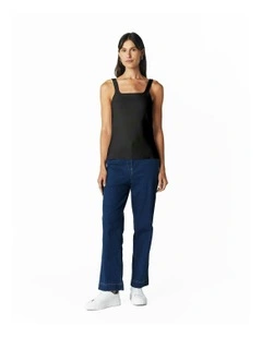 Scoop Neck Fitted Tank in Black