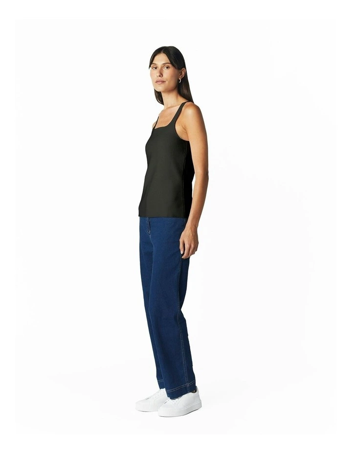 Scoop Neck Fitted Tank in Black image 3