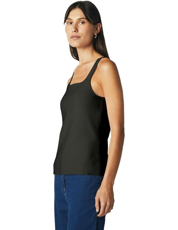 Scoop Neck Fitted Tank in Black image 6