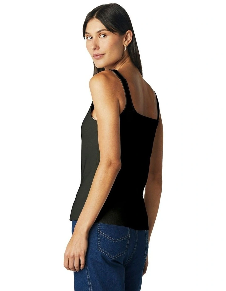 Scoop Neck Fitted Tank in Black image 7