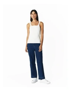 Scoop Neck Fitted Tank in Ivory