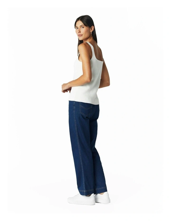 Scoop Neck Fitted Tank in Ivory image 2