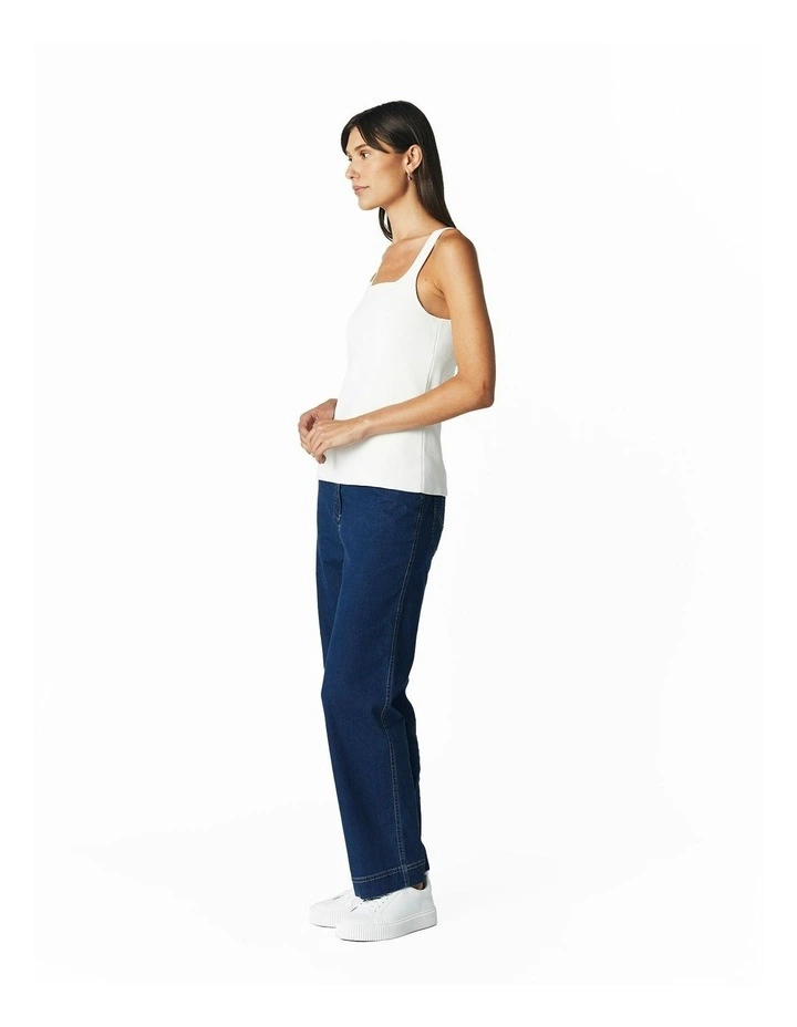 Scoop Neck Fitted Tank in Ivory image 3