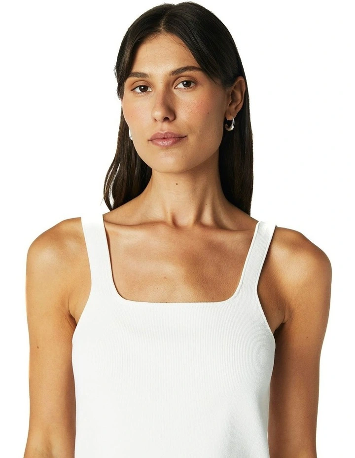 Scoop Neck Fitted Tank in Ivory image 4