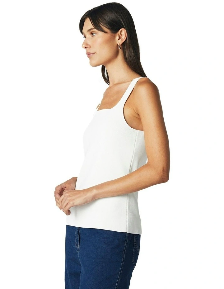 Scoop Neck Fitted Tank in Ivory image 6