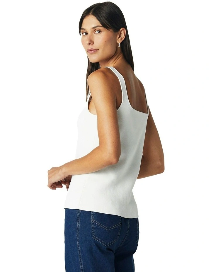 Scoop Neck Fitted Tank in Ivory image 7
