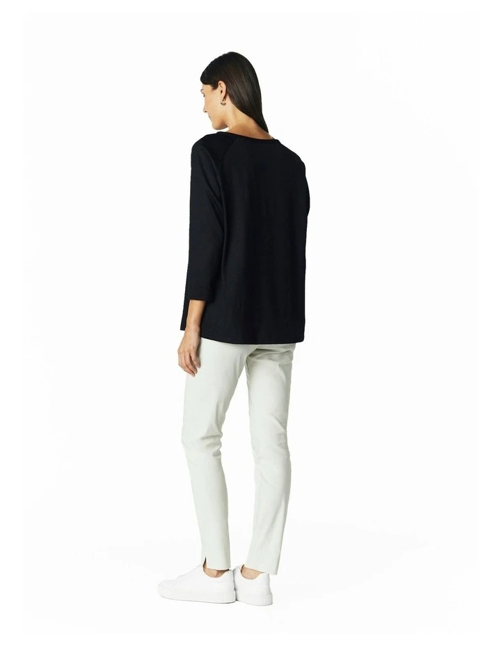 3/4 Sleeve Top in Black image 2
