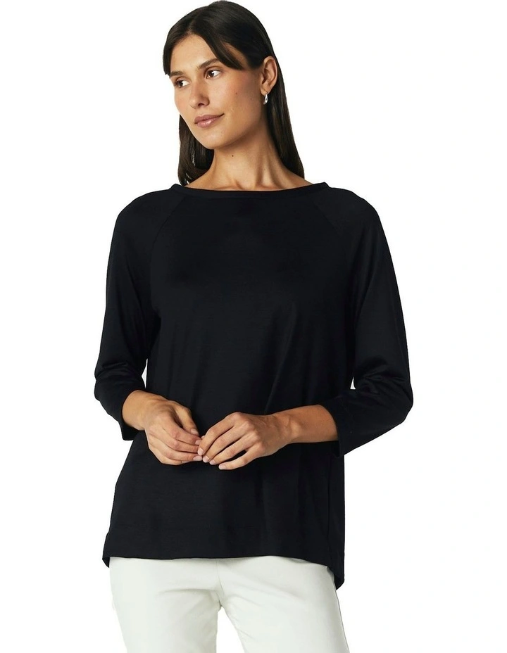3/4 Sleeve Top in Black image 6