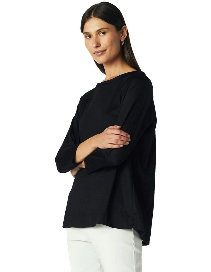 3/4 Sleeve Top in Black image 7