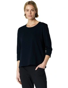 June 3/4 Sleeve Tee in Blue