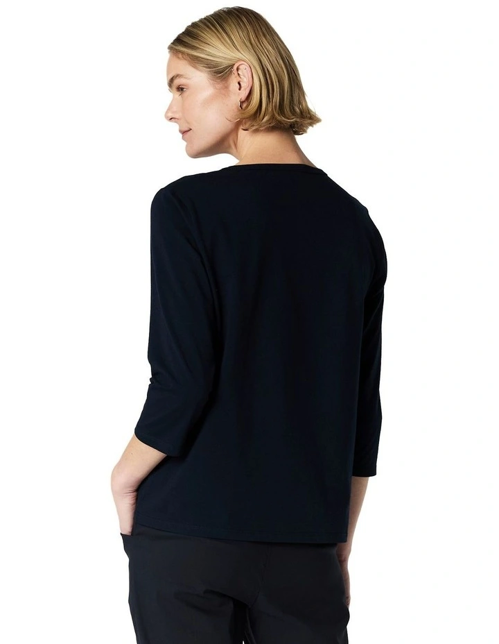 June 3/4 Sleeve Tee in Blue image 2