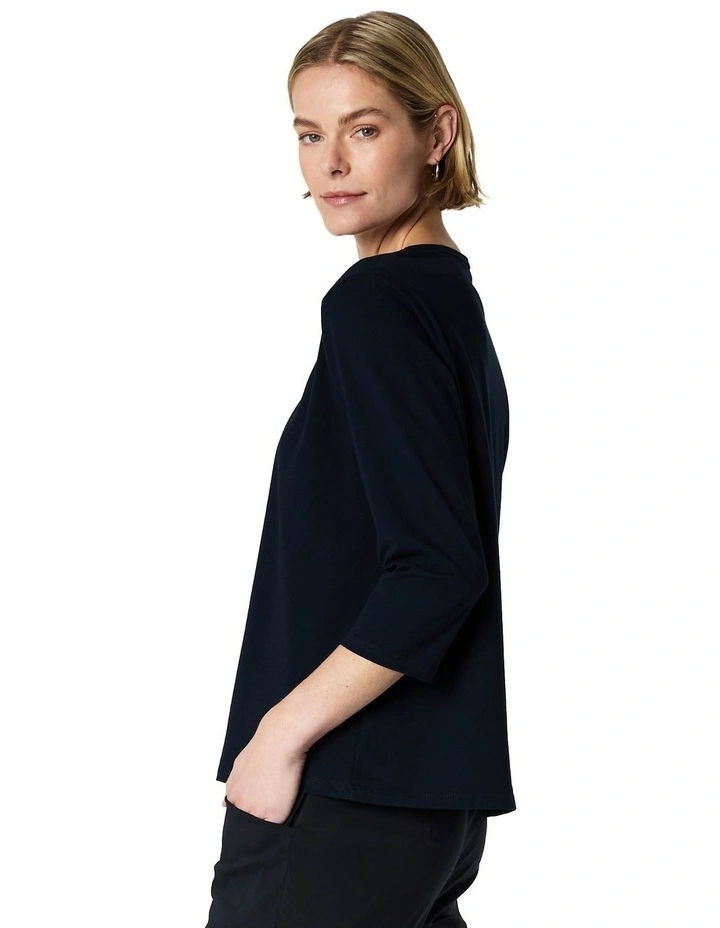 June 3/4 Sleeve Tee in Blue image 3