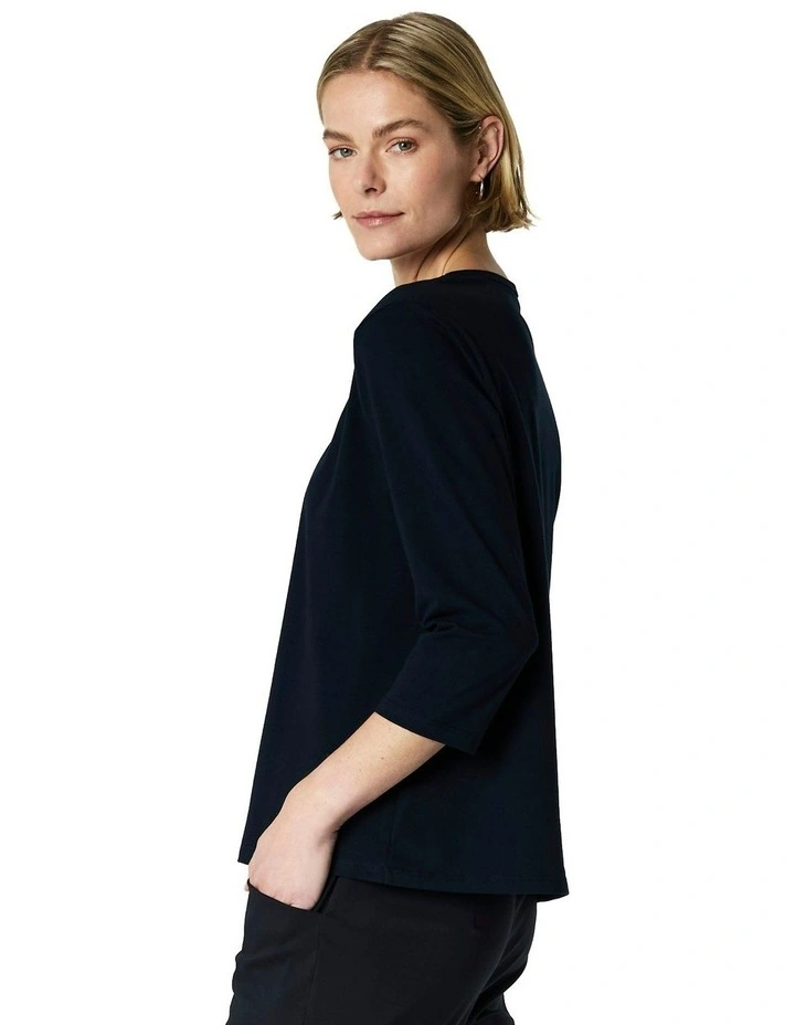 June 3/4 Sleeve Tee in Blue image 3