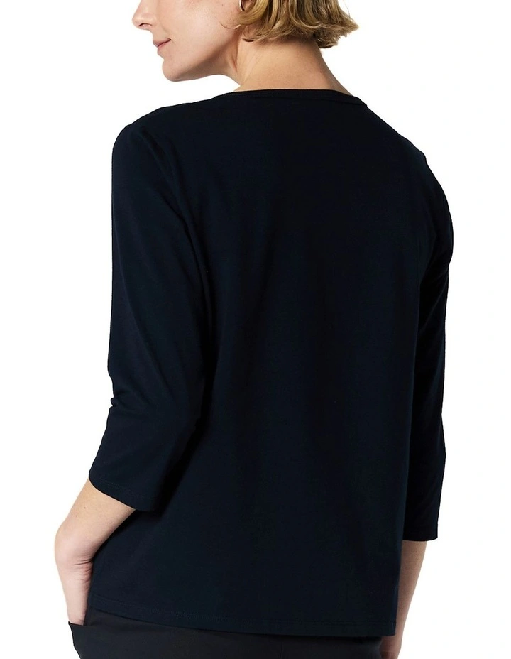 June 3/4 Sleeve Tee in Blue image 5