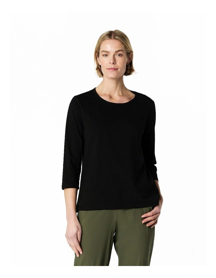 June 3/4 Sleeve Tee in Black image 1