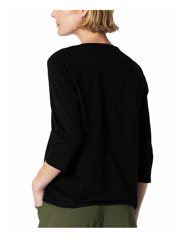 June 3/4 Sleeve Tee in Black image 5