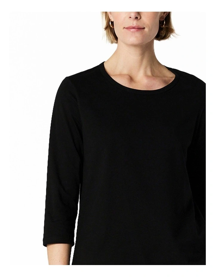 June 3/4 Sleeve Tee in Black image 6