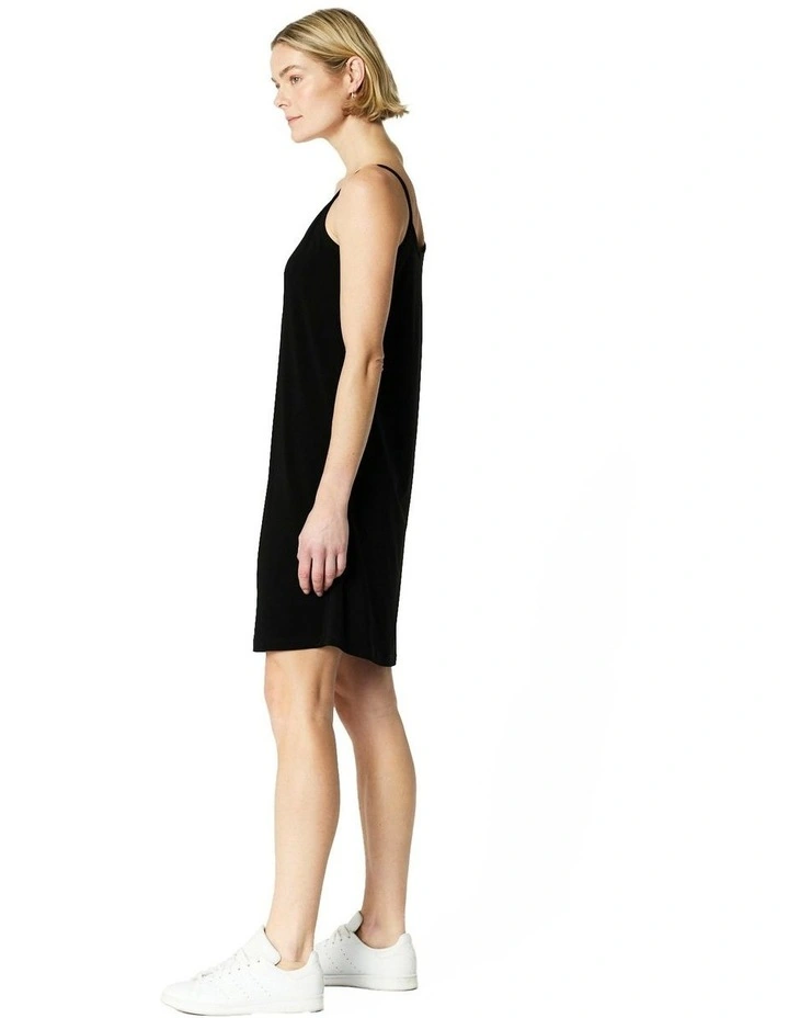 Knit Slip Dress in Black image 3