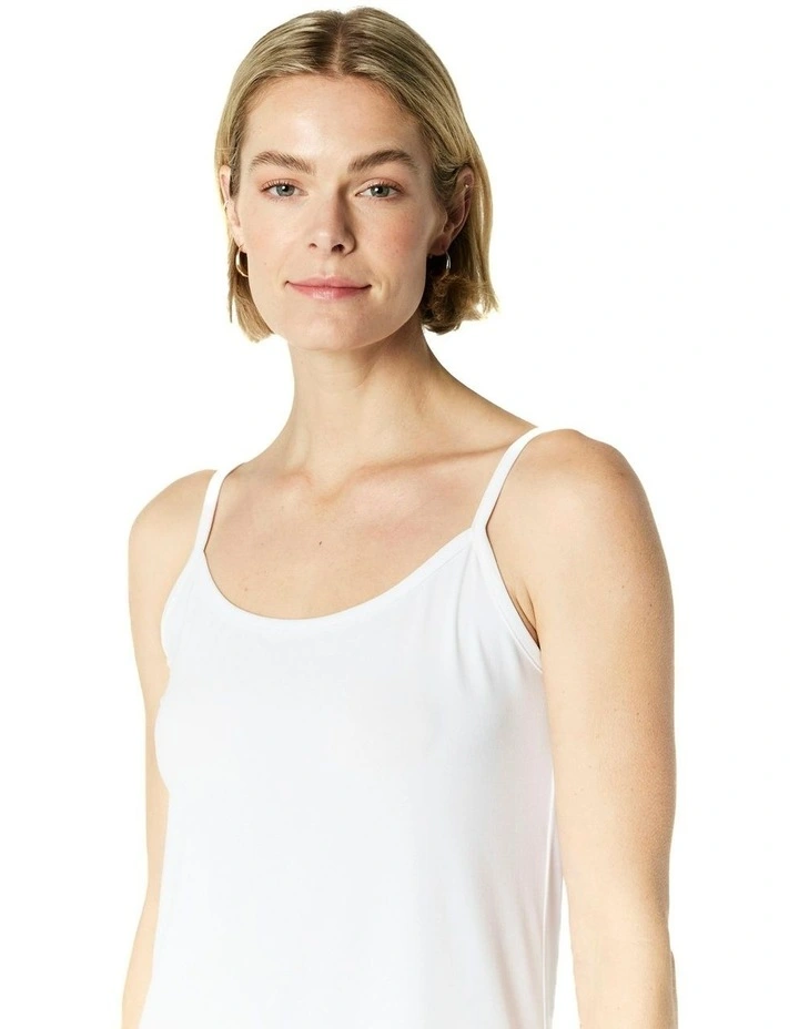 Knit Slip Dress in White image 4
