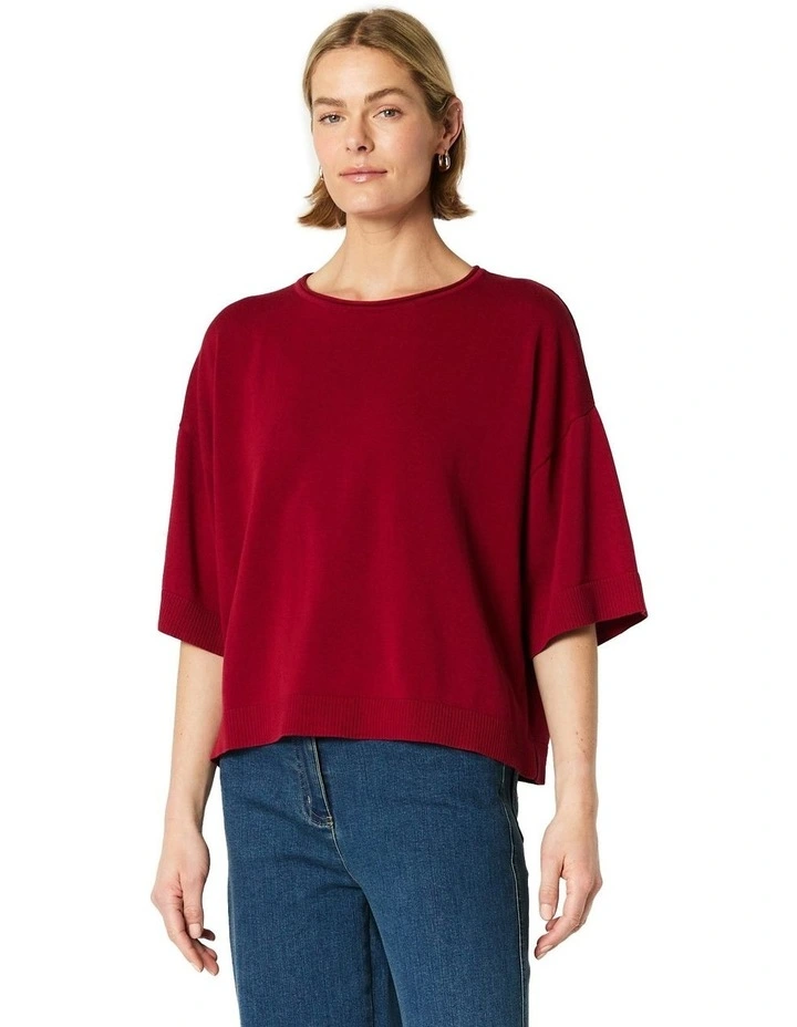 Lavina Knit Top in Red image 1