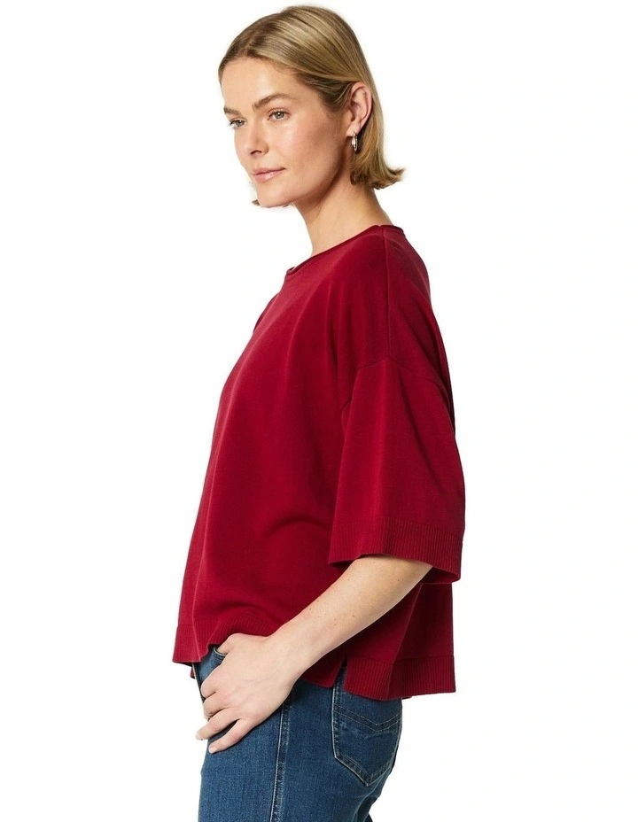 Lavina Knit Top in Red image 3