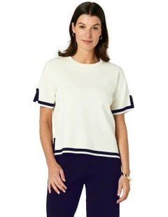 Celene Top in Ivory/Navy