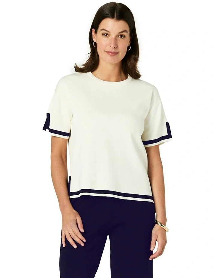 Celene Top in Ivory/Navy image 1