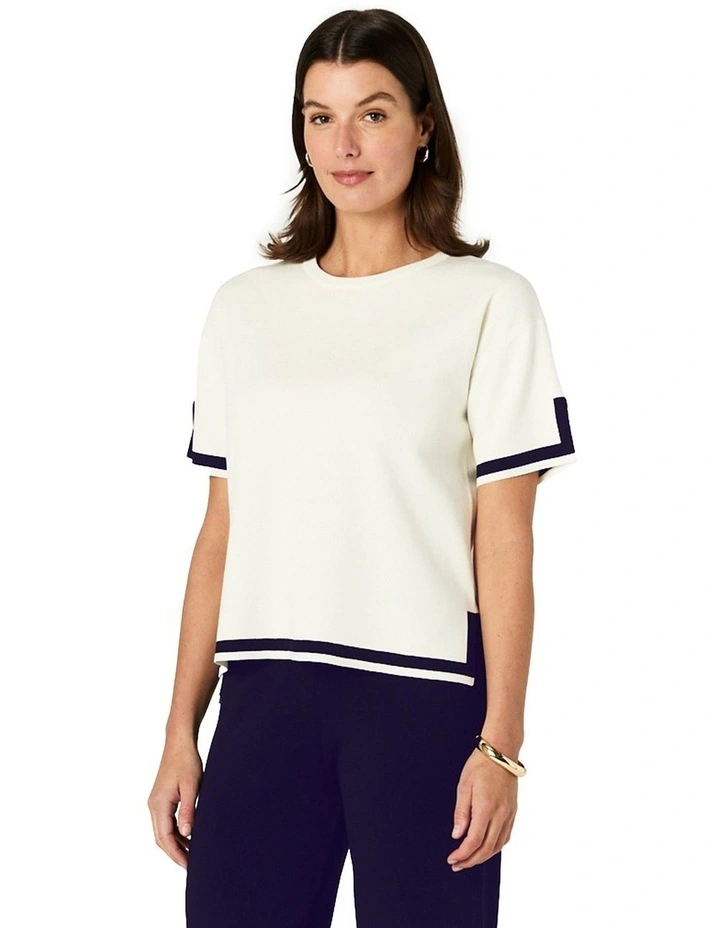 Celene Top in Ivory/Navy image 3