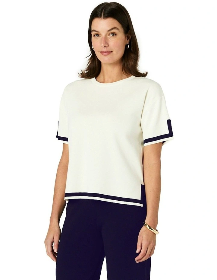 Celene Top in Ivory/Navy image 3
