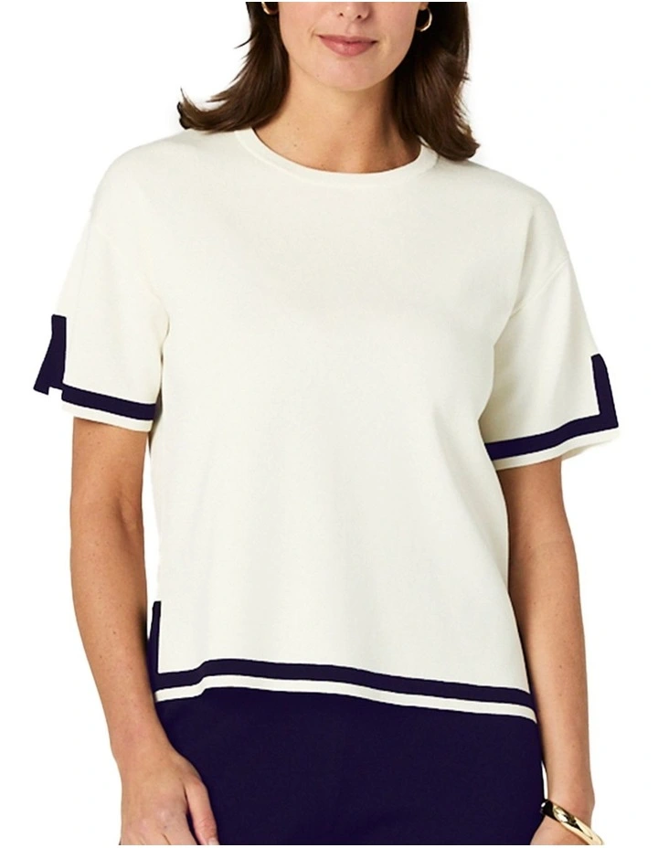 Celene Top in Ivory/Navy image 7