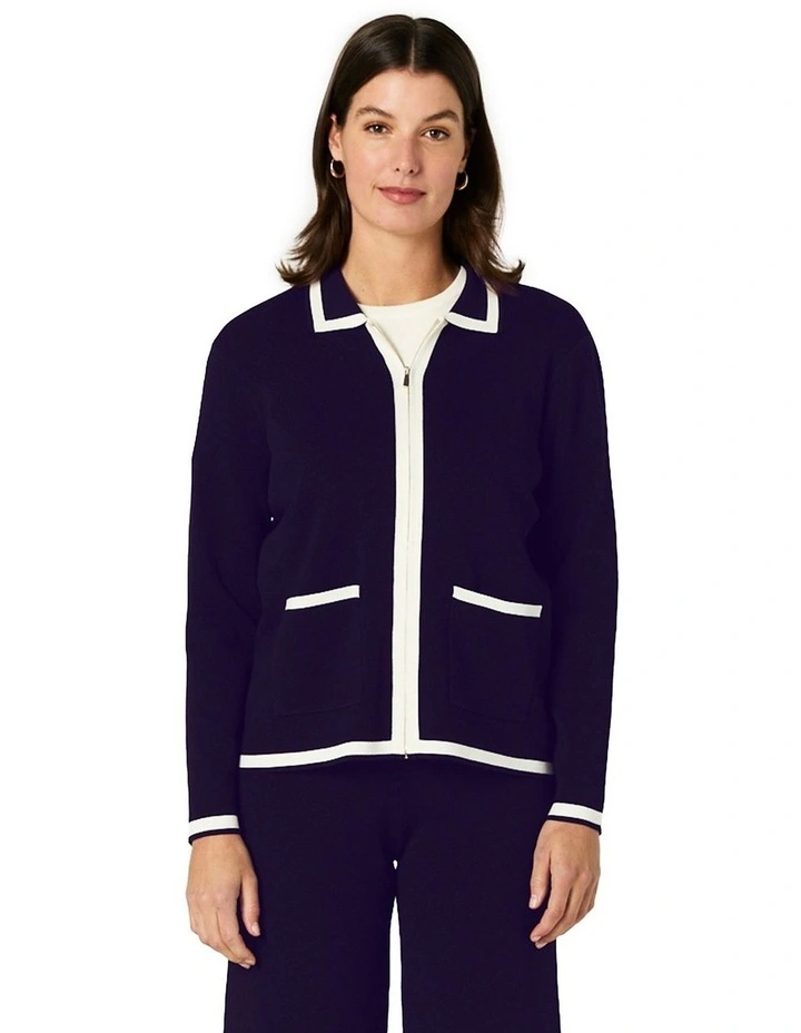 Celene Cardigan in Navy/Ivory image 1