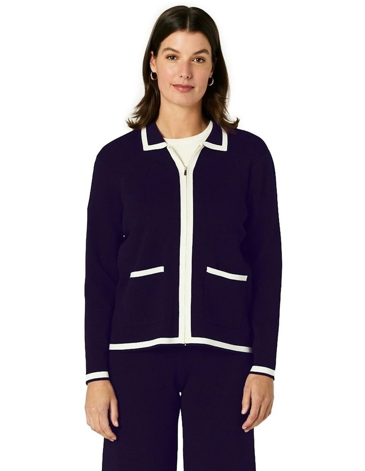 Celene Cardigan in Navy/Ivory image 1