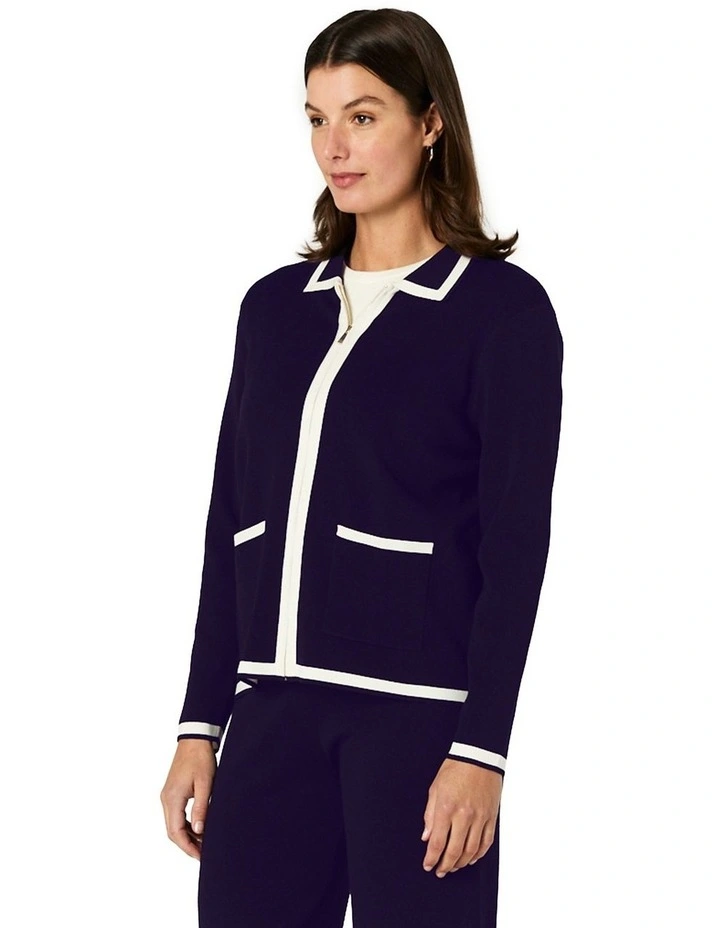 Celene Cardigan in Navy/Ivory image 3