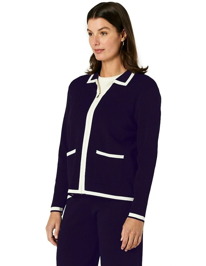 Celene Cardigan in Navy/Ivory image 3