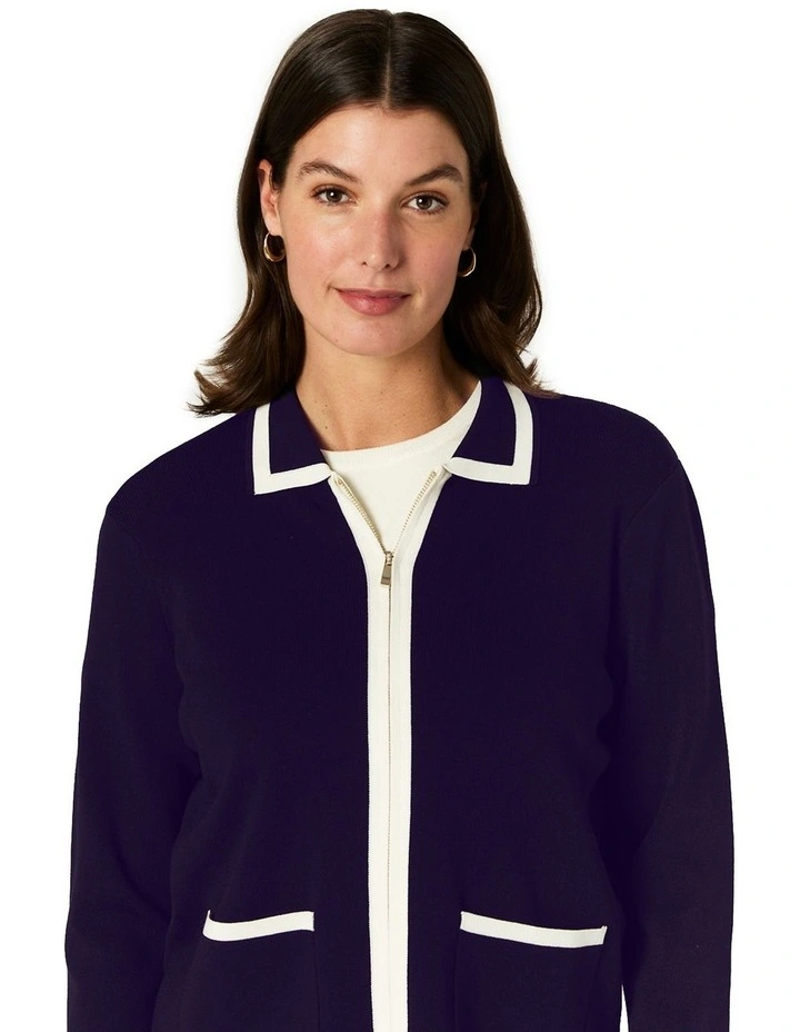 Celene Cardigan in Navy/Ivory image 4