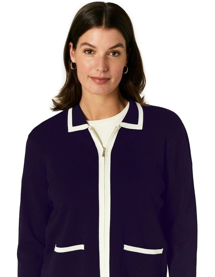 Celene Cardigan in Navy/Ivory image 4