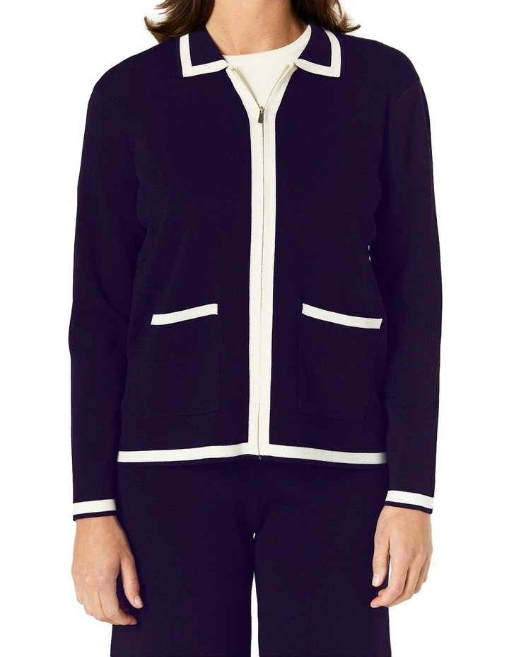 Celene Cardigan in Navy/Ivory image 5