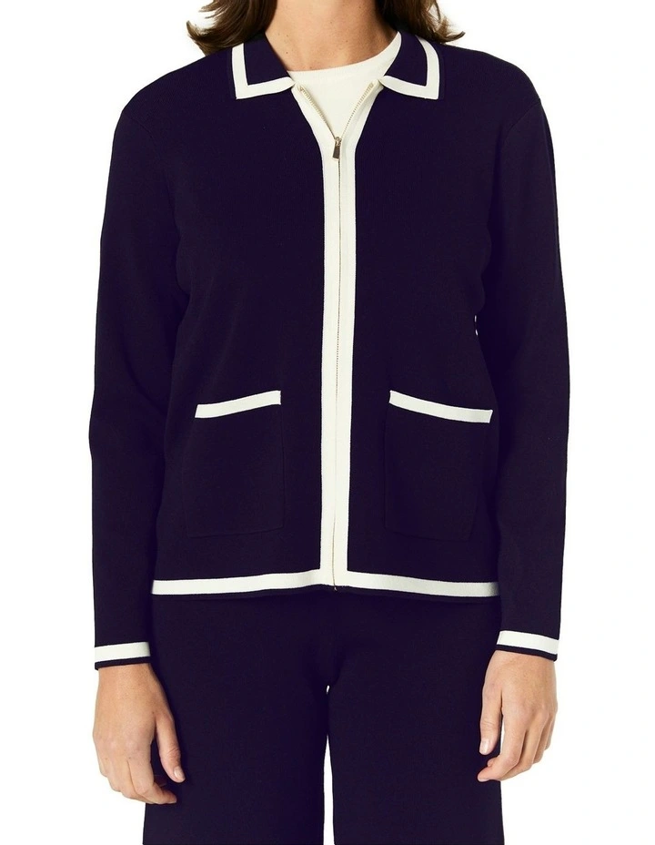Celene Cardigan in Navy/Ivory image 5