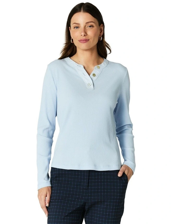 May Rib Top in Sky Blue image 1