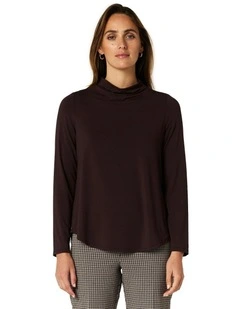 Alison Funnel Neck Top in Chocolate
