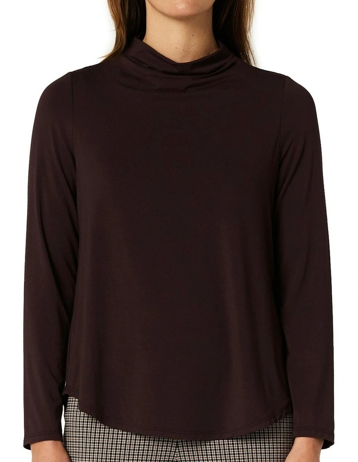 Alison Funnel Neck Top in Chocolate image 7