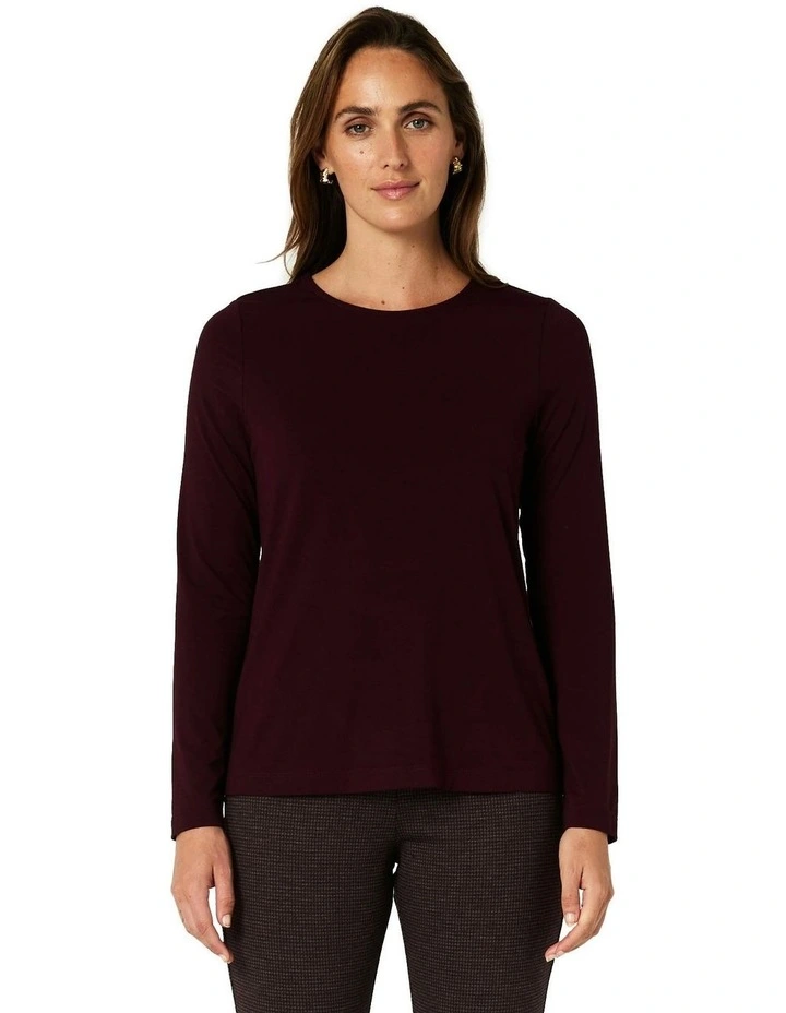 Charlie Crew Top in Wine image 1