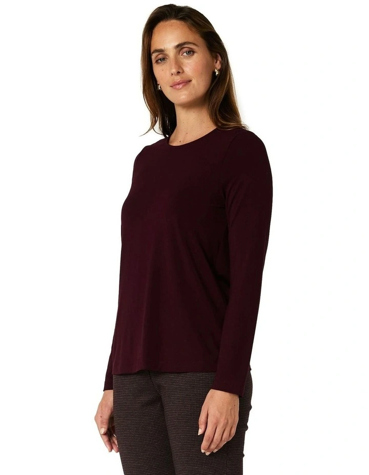 Charlie Crew Top in Wine image 3