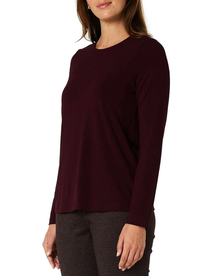 Charlie Crew Top in Wine image 6