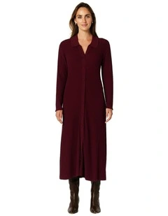Everleigh Rib Knit Dress in Burgundy