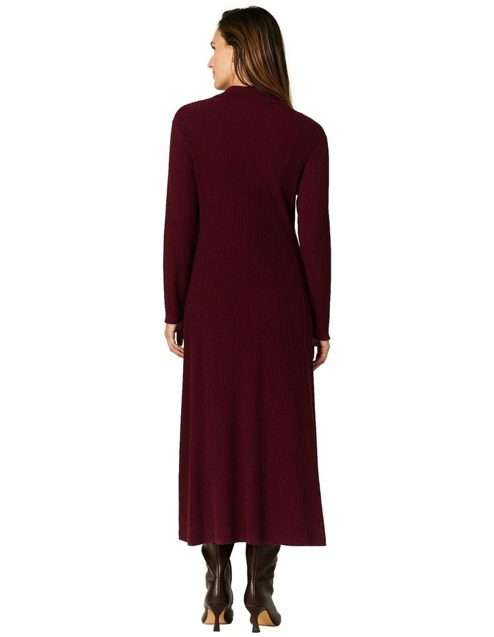 Everleigh Rib Knit Dress in Burgundy image 2